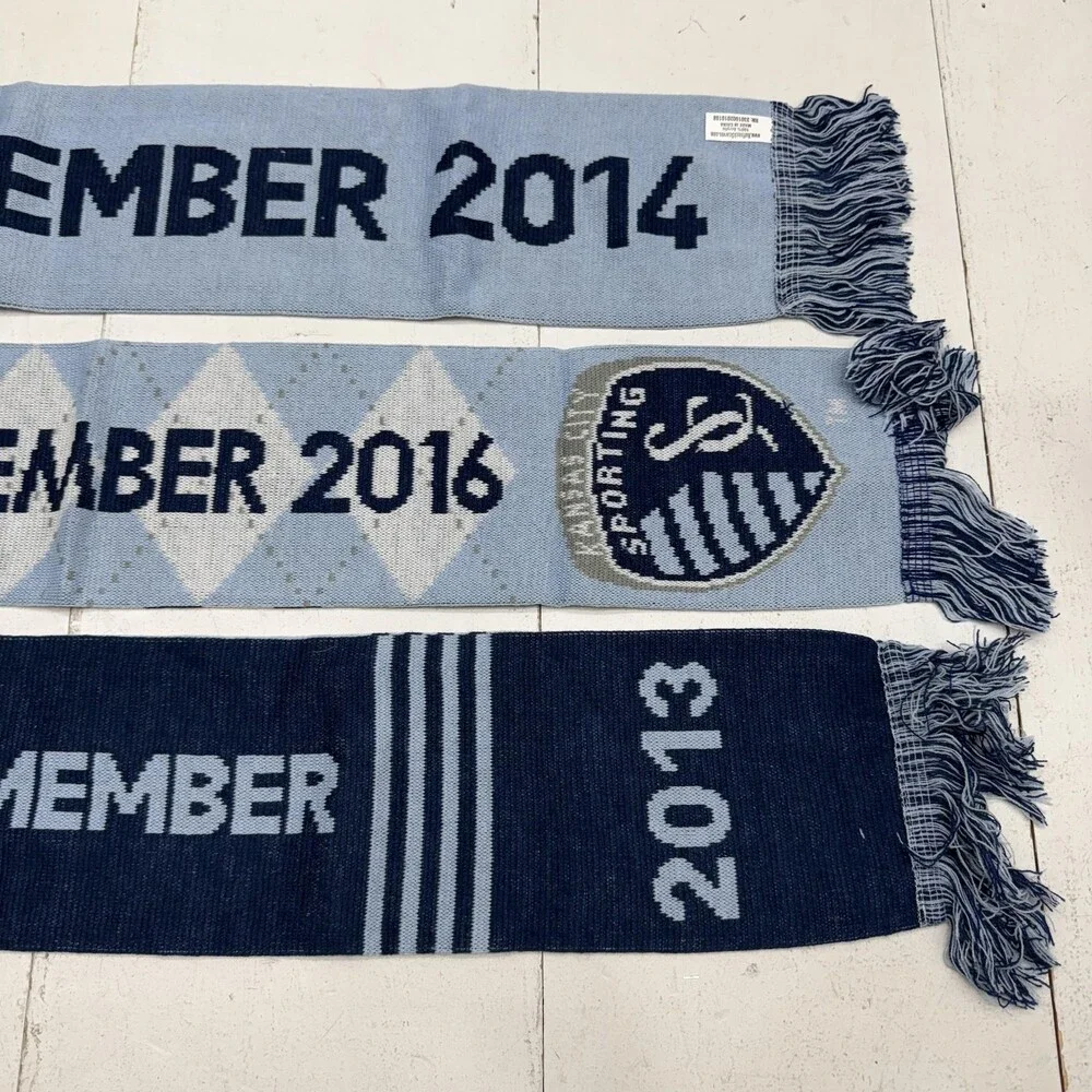 Set Of 3 Sporting Kansas City Scarves Mens One Size Blue MLS Soccer Ruffneck